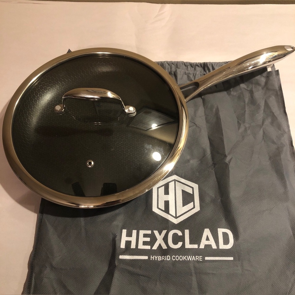 HEXCLAD 10" Frying Pan Hybrid Stainless Steel Non-Stick Fry Pan with Lid